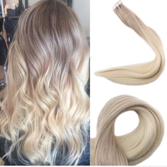 ✨ 3 18” #18/60 Blonde BALAYAGE HUMAN HAIR TAPEINS main image 5